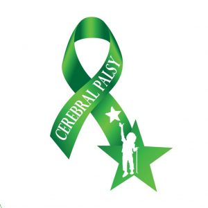 image of a green ribbon for cerebral palsy awareness month