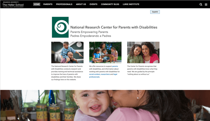 Screenshot of National Research Center for Parents with Disabilities
