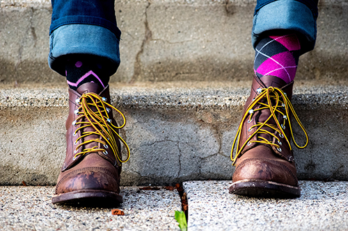 Photo of bright purple socks