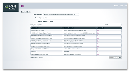 ACES$ Wyoming Document Center homepage
