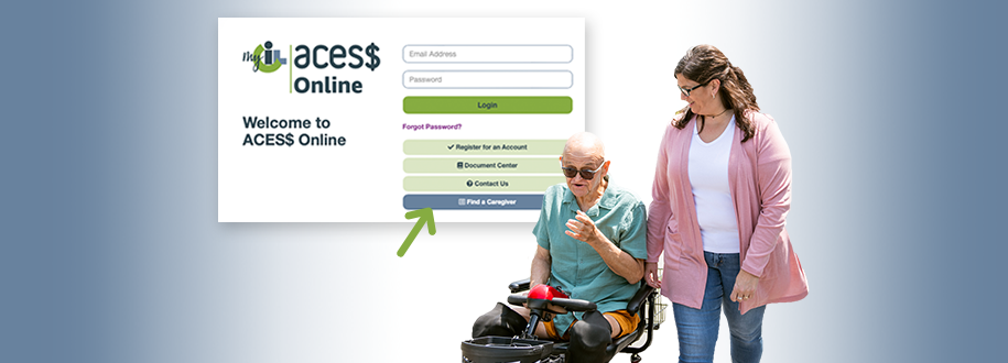 A Wyoming Participant using a wheelchair next to his direct service worker