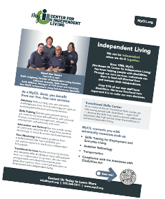 MyCIL Independent Living onesheet program overview cover